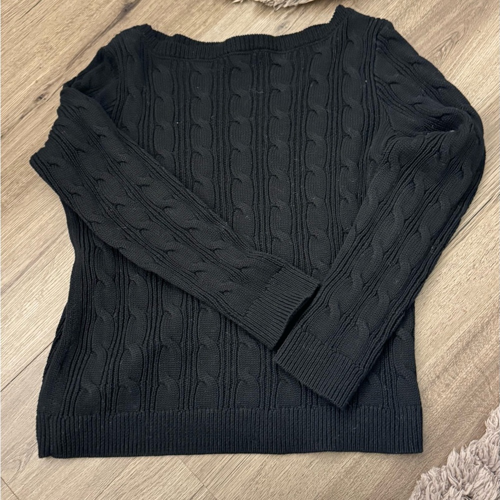 Black Cable Knit Women's Sweater